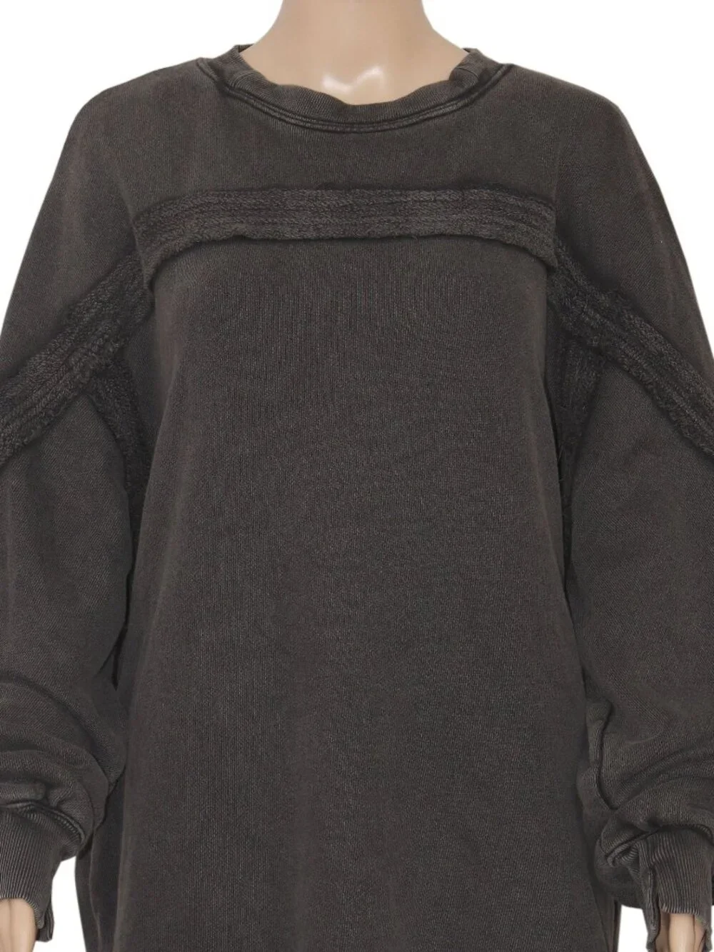 Free People Taylor Sweatshirt Tunic Top Oversized Black Pocket Pullover L